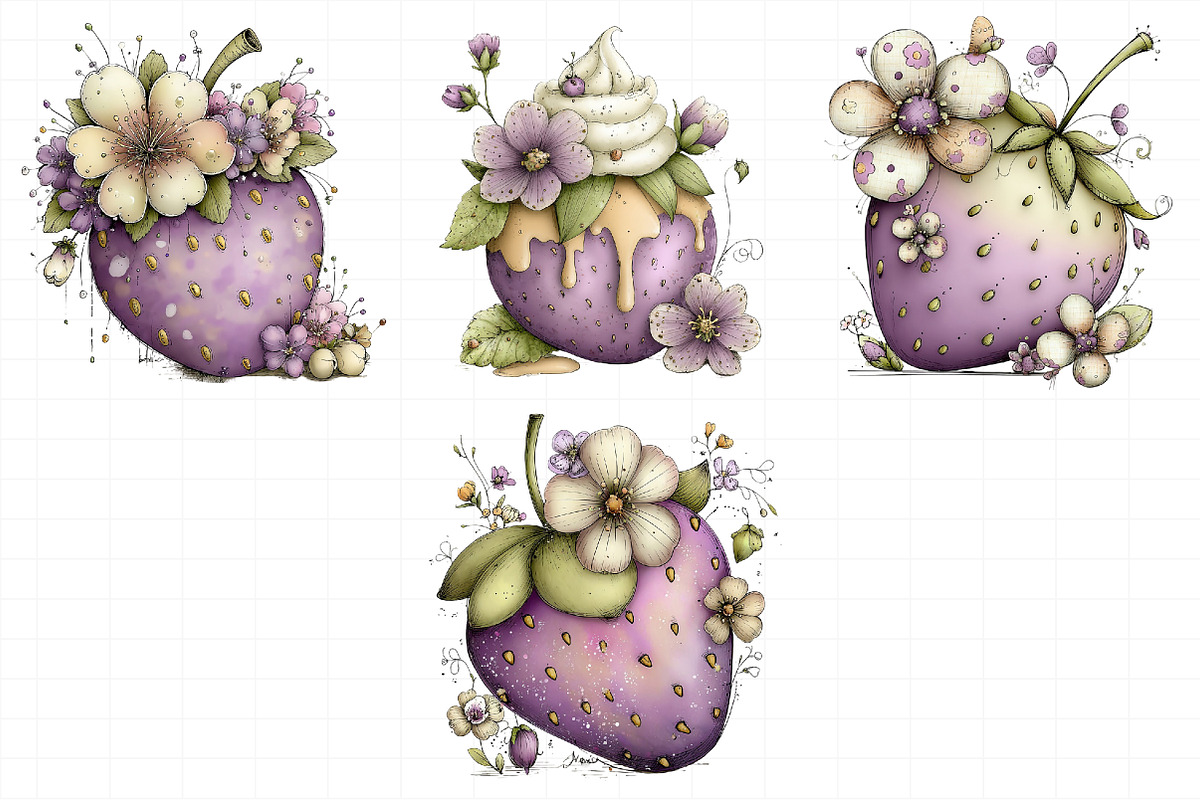Whimsical Spring Strawberry Clipart, an Illustration by Daily.Designs (Photo 7 of 7)