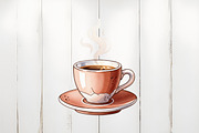 Vintage Autumn Coffee Clipart, an Illustration by Watercolor design (Thumbnail 3 of 6)