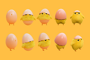 Cute Chicks 3D Characters