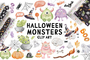 Watercolor Halloween Clipart