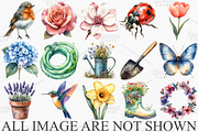 Watercolor Spring Garden Clipart PNG, an Illustration by Canvas Craft (Thumbnail 3 of 7)