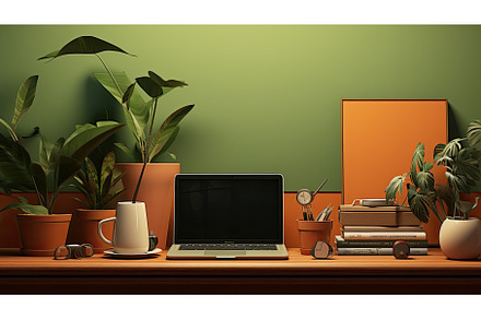 Green workstation laptop photo, a Technology Photo by Aimagenarium@gmail.com