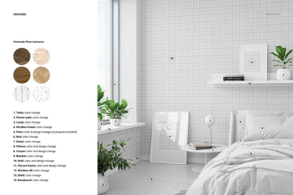 Bedroom Wallpaper Wall Decal Mockup, a Product Mockup by creatsy2 (Photo 3 of 6)
