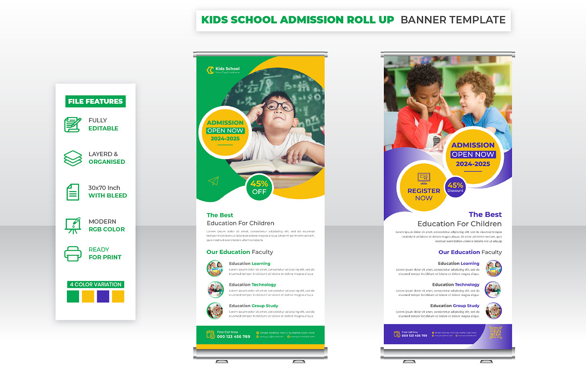 School Admission Rollup Banner, a Marketing Template by Mk_Studio (Photo 1 of 3)