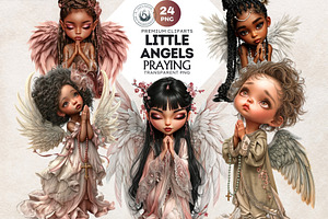 Little angels praying clipart set, a Person Illustration by ThatsDesignArt