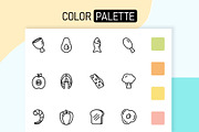 Food Line Icons / Healthy eating, an Outline Icon by Irina Avdeeva (Thumbnail 2 of 4)