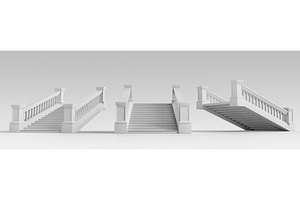 3d Set Of White Staircase With