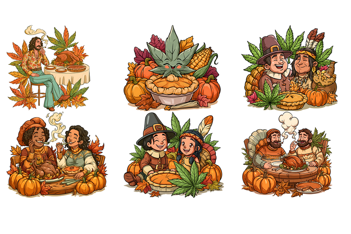 Thanksgivin Cannabis Clipart, a Decorative Illustration by stickermadness (Photo 4 of 4)