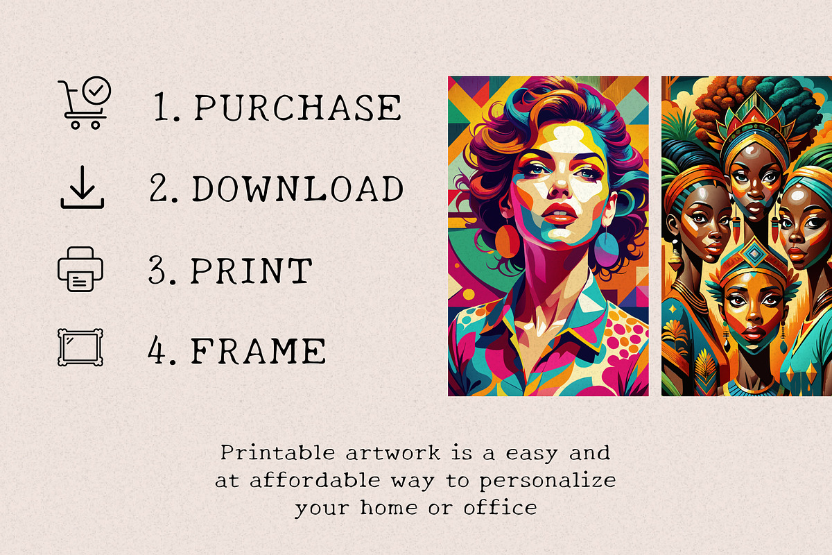 Colorful Abstract Women Wall Art, a Wallpaper Graphic by Helospace (Photo 9 of 10)