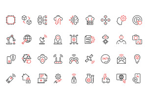 Technology future icons, a Technology Illustration by Lemberg Vector