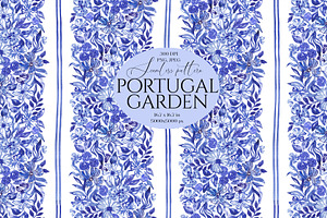 Blue Floral Vertical Seamless Border, a Pattern Graphic by SirenaArt
