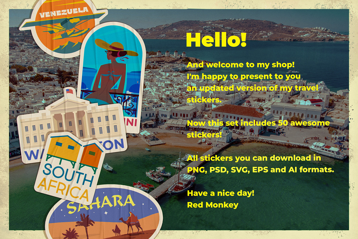50 Travel Stickers., a Graphic by Red Monkey (Photo 2 of 7)
