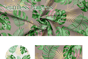 Watercolor Tropical Leaves Set