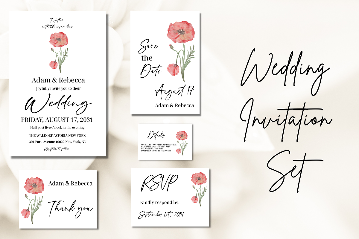 Elegant Wild Flower Red Poppies Wate, an Invitation Template by Patterndigitpics (Photo 1 of 5)