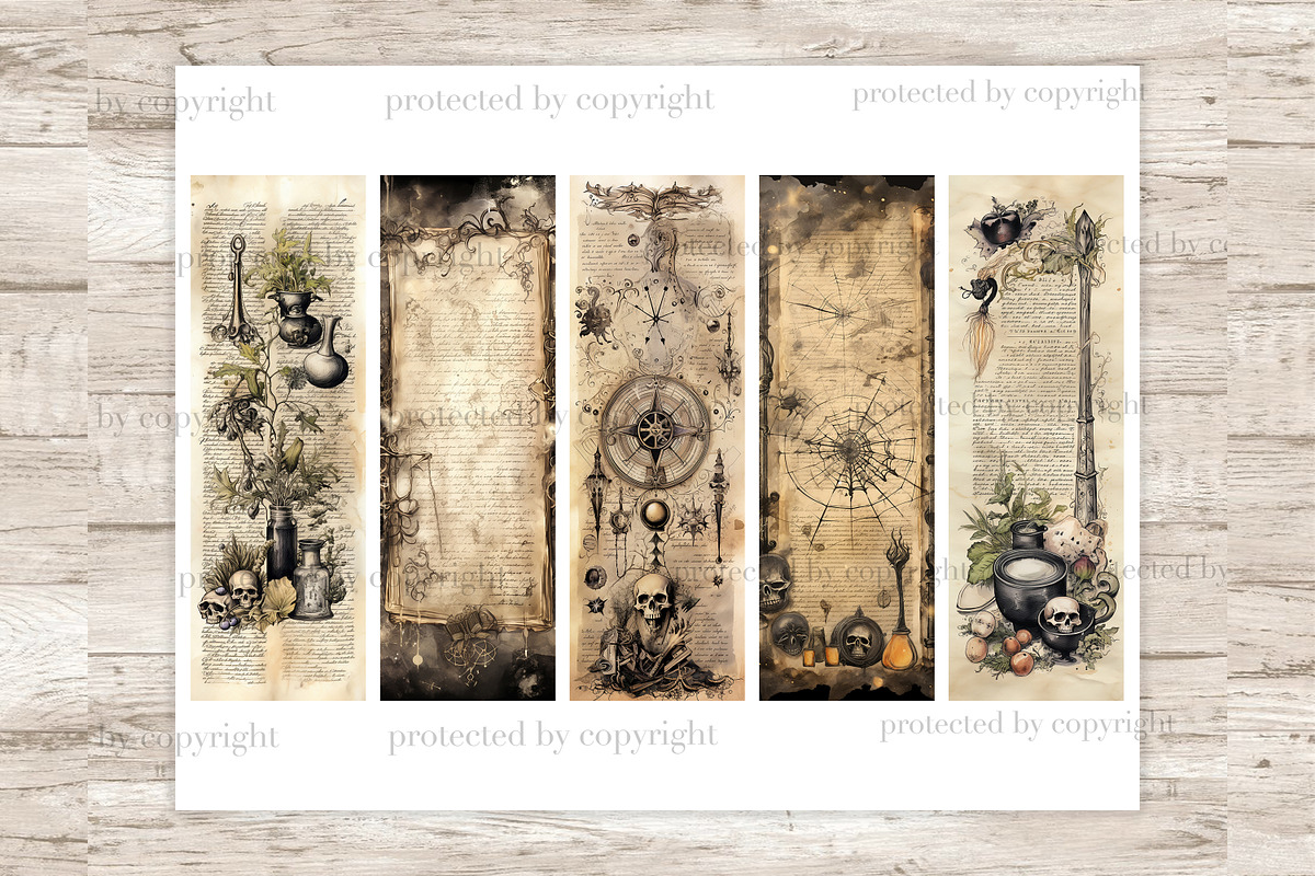 Book Of Spells Bookmarks, a Seasonal Illustration by GlamArtZhanna (Photo 2 of 3)