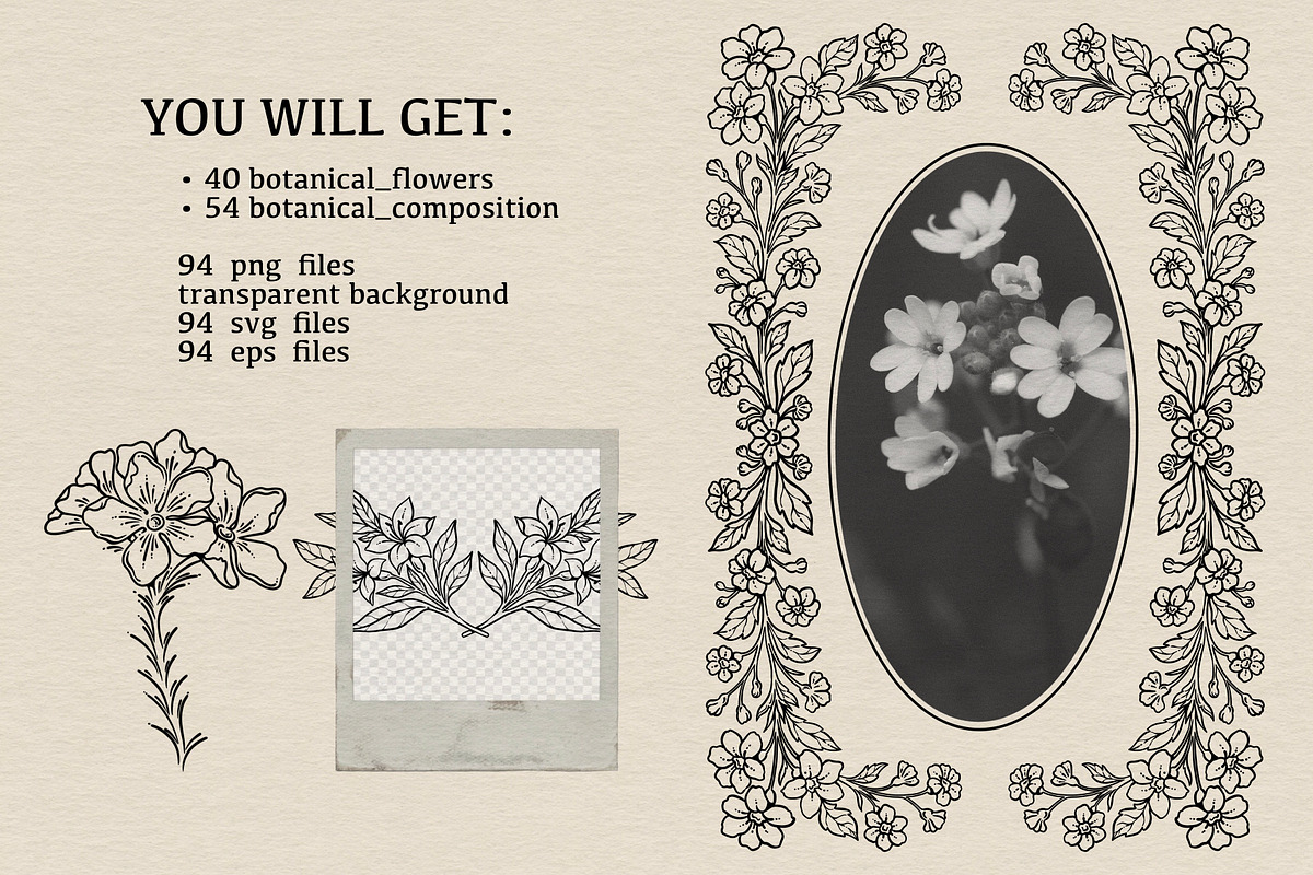 Floral Line Art Collection, a Decorative Illustration by heyXeni (Photo 2 of 12)