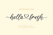 Hello Fresh -  Charming Script Font, a Script Font by Muwatta Studio (Thumbnail 1 of 10)