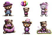 Whimsical Summer Teddy Bear Clipart, an Illustration by designcity5 (Thumbnail 3 of 5)