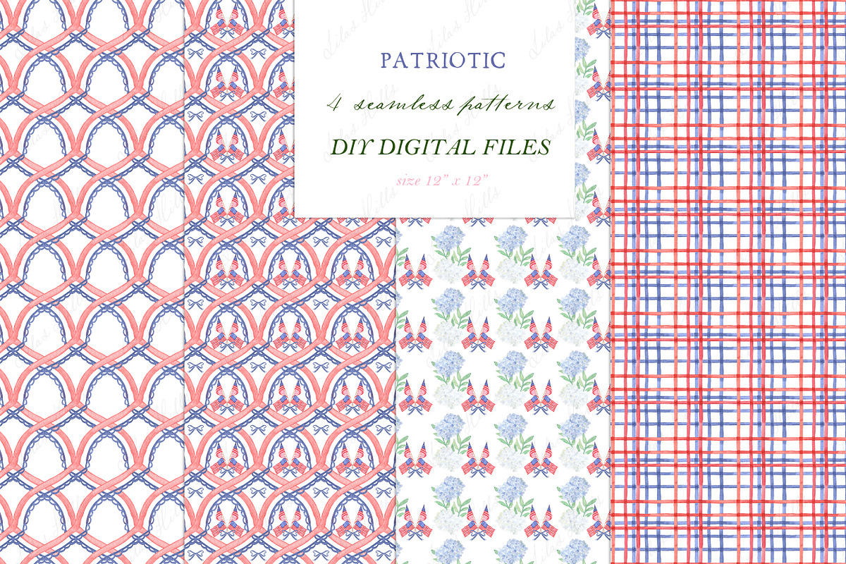 PATRIOTIC Watercolor Crest  Patterns, a Graphic by LABFcreations (Photo 3 of 4)