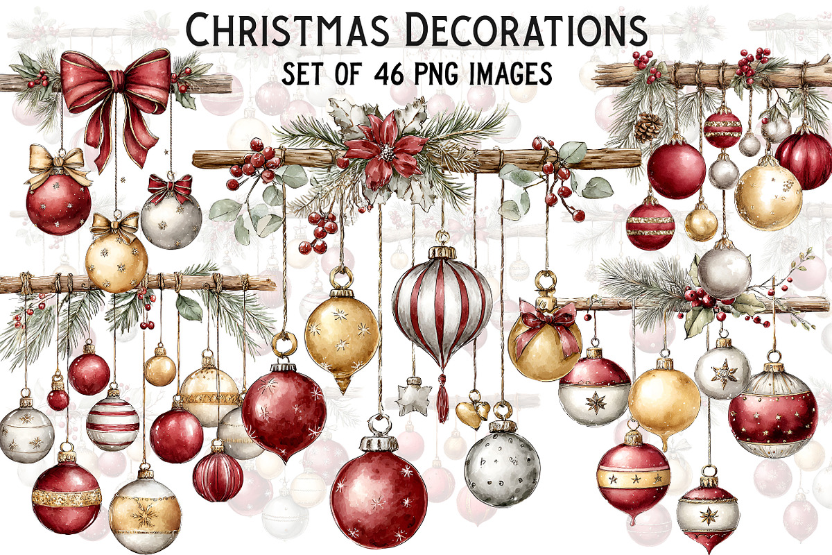 Christmas Decorations Clipart, an Illustration by Craft Nest (Photo 1 of 11)