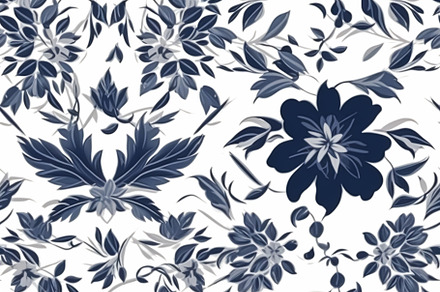Seamless floral pattern, tileable blue and white country style p, a Photo by Anneleven