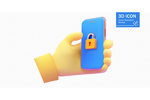 Hand holding smartphone with padlock, a Technology Illustration by ZinetroN