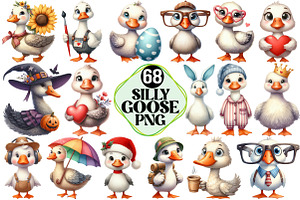 Silly Goose Clipart PNG, an Illustration by Pixels.Craft