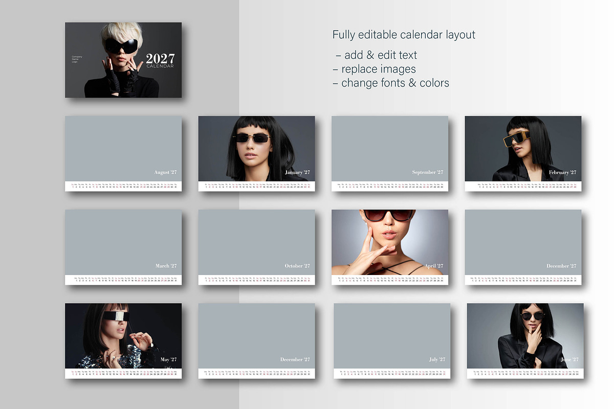 2027 Desk CALENDAR InDesign Template, a Stationery Template by R-studio (Photo 2 of 6)