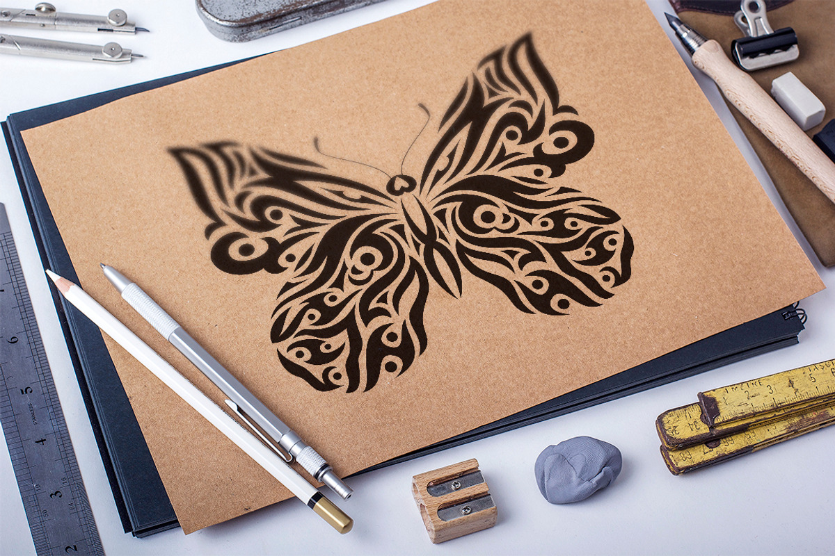 2 tribal butterflies, an Illustration by Xella Design (Photo 2 of 2)
