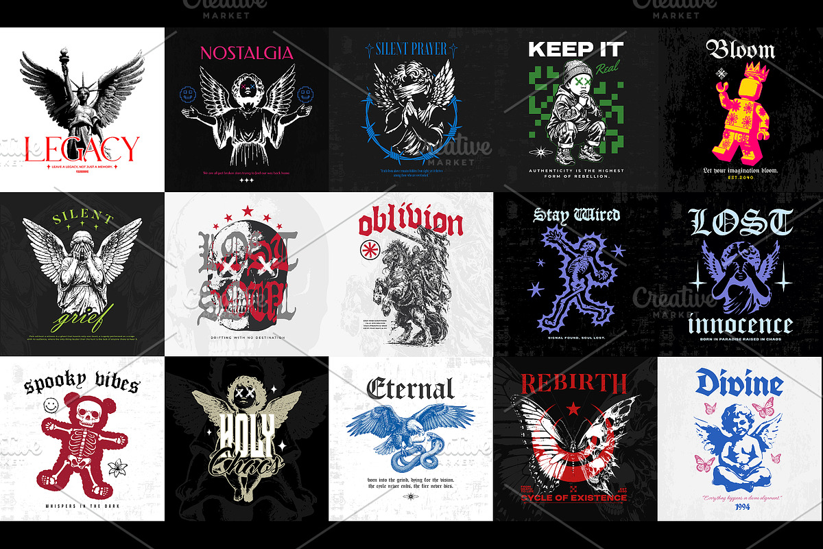 50 Streetwear T-Shirt Designs Bundle, an Object Graphic by Pries Studio (Photo 1 of 4)