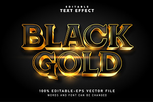 3D Black Gold Editable Text Effect