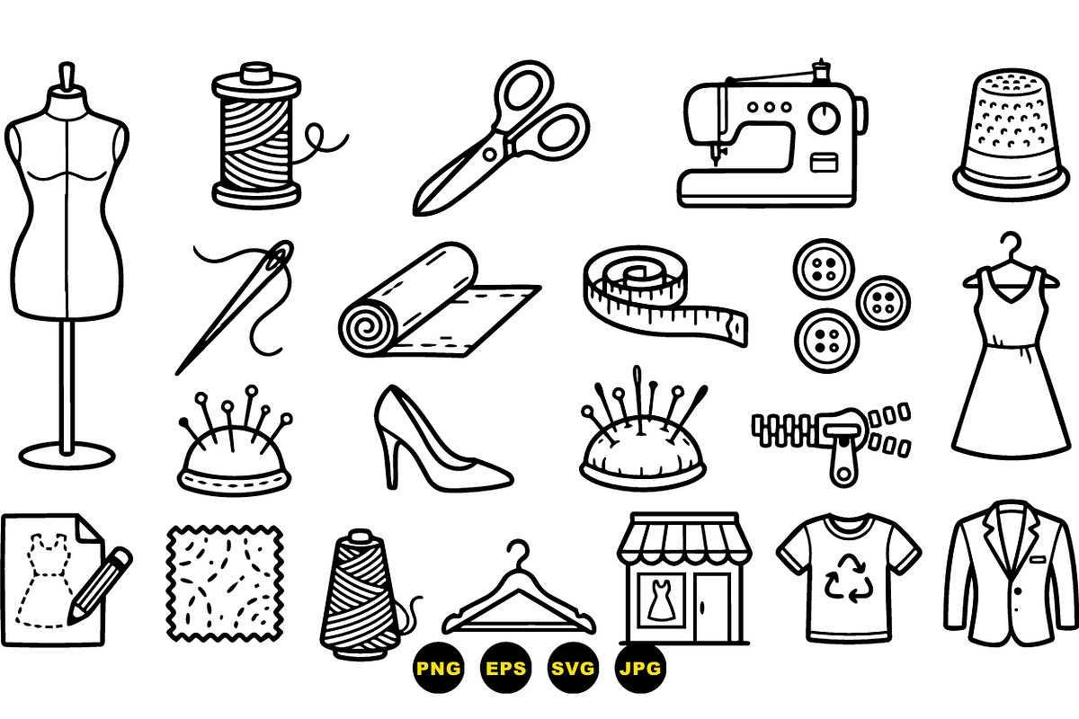 Sewing Essentials Clipart Set, an Illustration by designvectx (Photo 3 of 3)