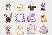 Watercolor Puppy Birthday Clipart, a Seasonal Illustration by Design Market (Thumbnail 4 of 5)