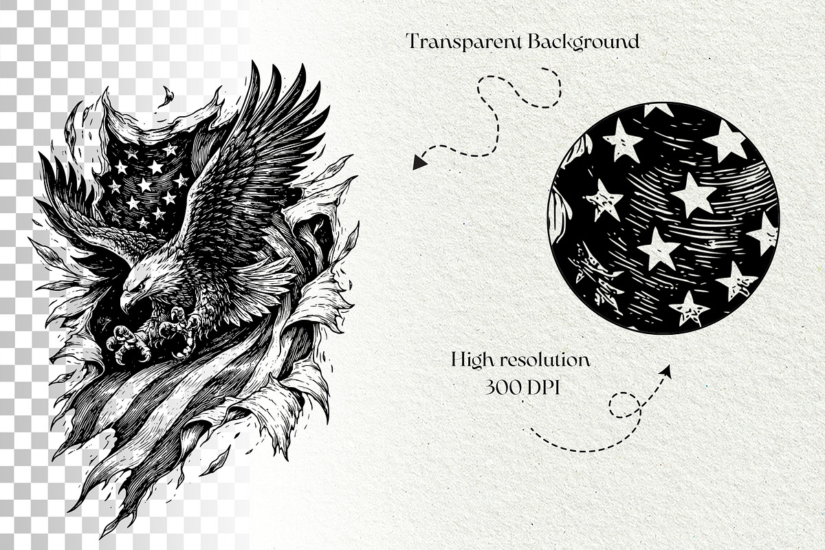 Patriotic Eagle Flag Graphics, a Seasonal Illustration by DENIDigitalArtSudio (Photo 8 of 9)
