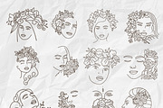 Head in flowers: women faces lineart, a Person Illustration by Lana Sham (Thumbnail 6 of 11)