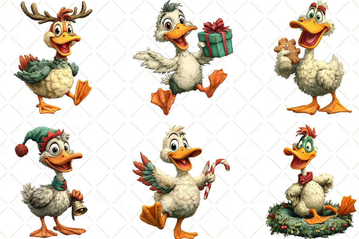 Quirky Christmas Duck Clipart, an Illustration by Black Bird Studio (Photo 5 of 6)