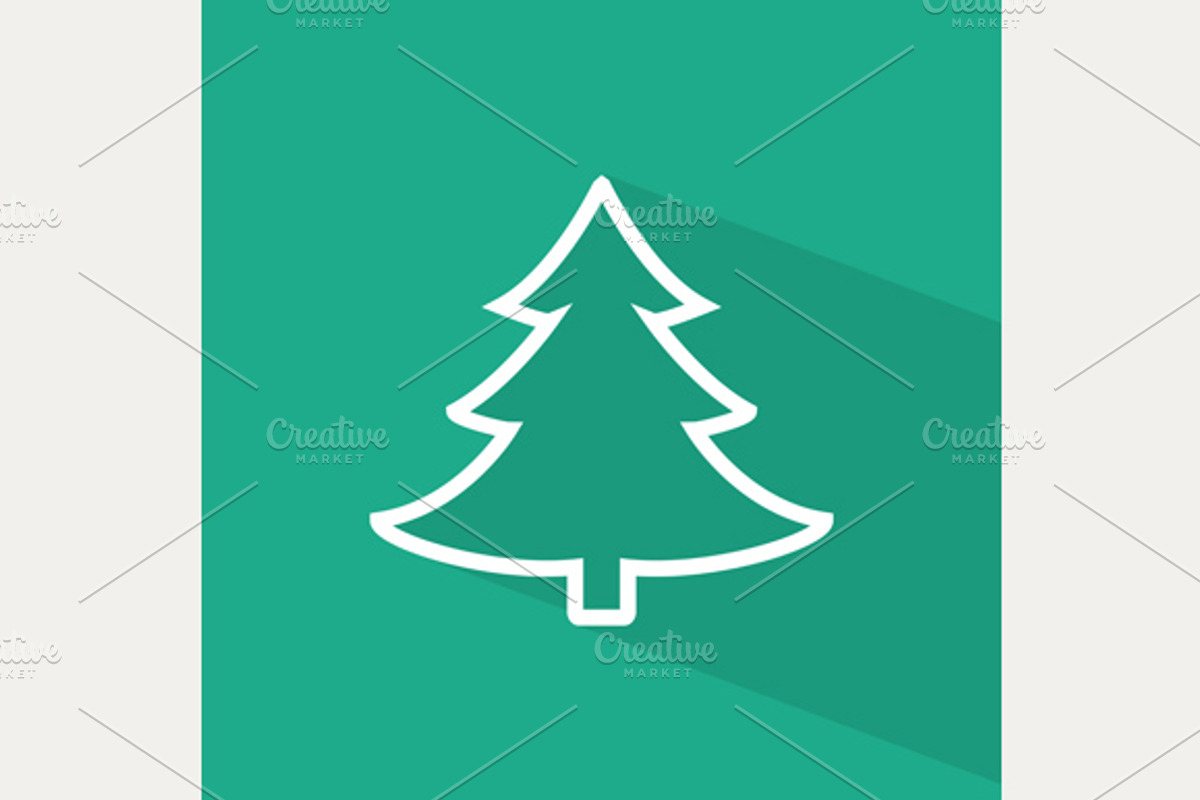 Flat Christmas tree icon