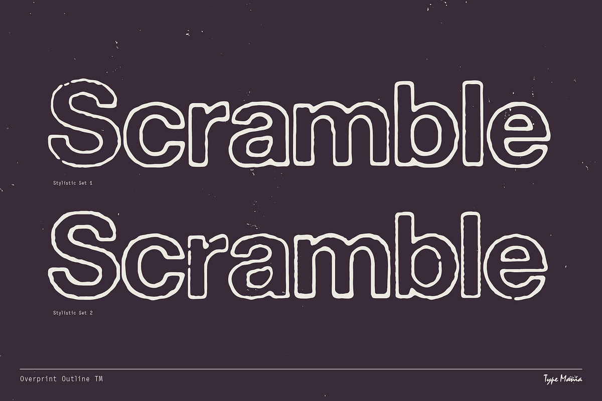 Overprint Outline TM – Grungy Sans, a Sans Serif Font by Type Mania (Photo 5 of 10)