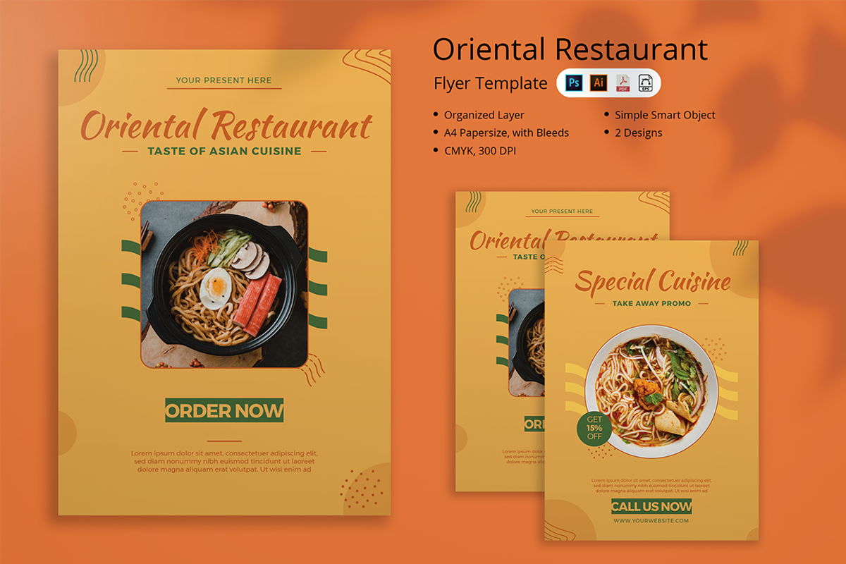 Oriental Restaurant Flyer, a Flyer Template by Attype (Photo 1 of 4)