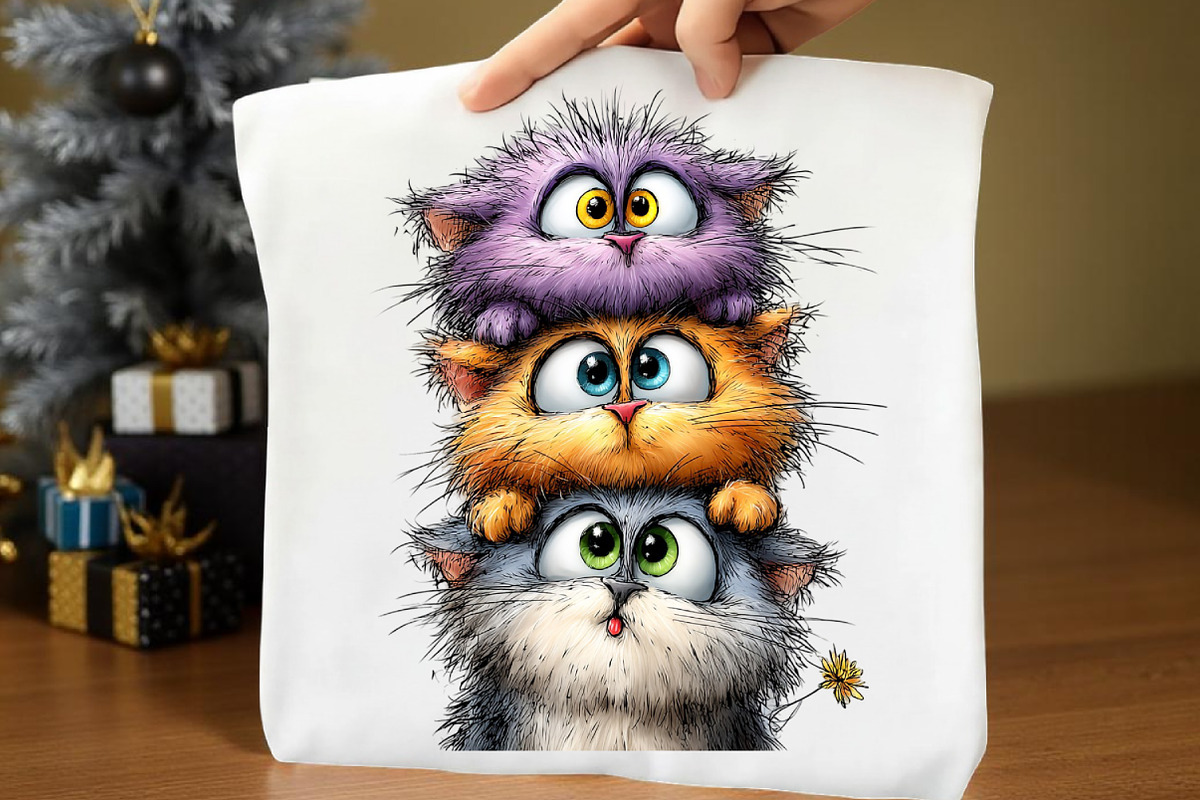 Funny Quirky Cats Sublimation Clipar, a Seasonal Illustration by Rose Art