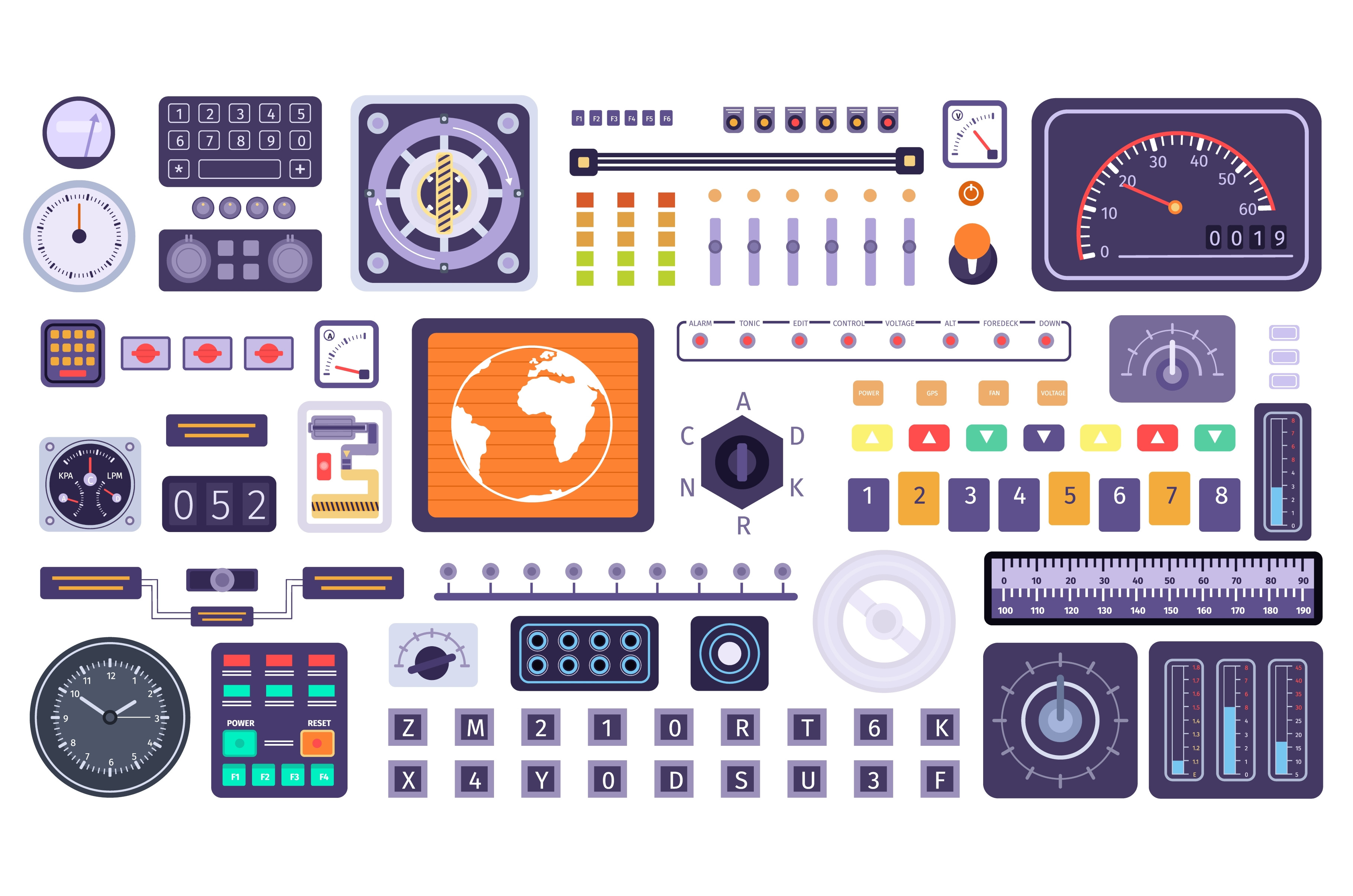 Control panel elements, spaceship | Technology Illustrations ~ Creative ...