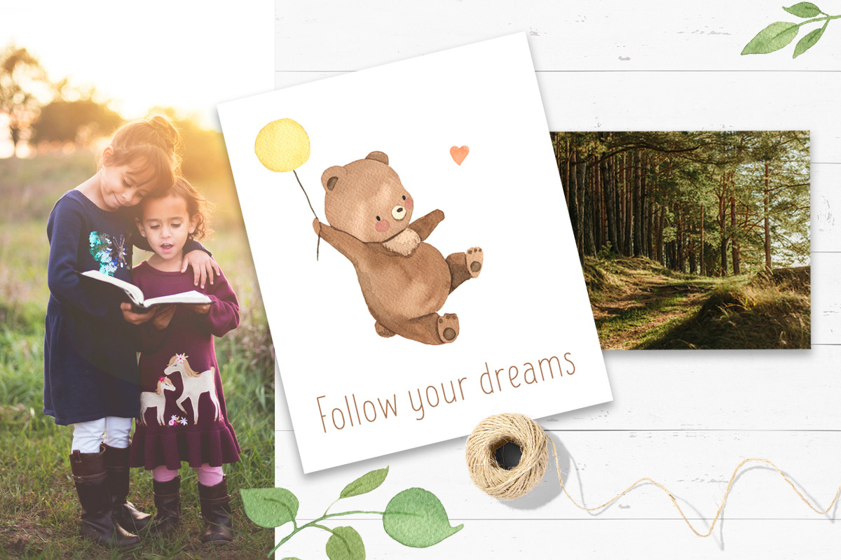 Bear watercolor clipart. Woodland, a Graphic by OlliArtDesign (Photo 5 of 6)