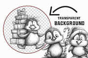 Christmas Penguin Sketch Clipart, an Icon by Libby Wishes (Thumbnail 4 of 7)