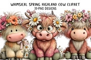 Whimsical Spring Highland Cow Clipar, an Illustration by Daily.Designs (Thumbnail 1 of 8)