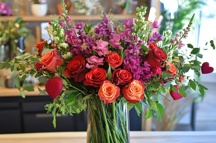 A stunning arrangement of colorful f, a Photo by Tanuart