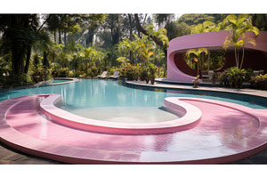 unique swimming pool pink ai, a Background Photo by pikepicture