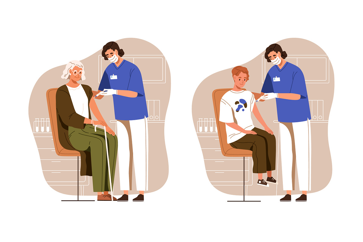 People get vaccinated concept set, a Healthcare Illustration by Good Studio (Photo 3 of 4)