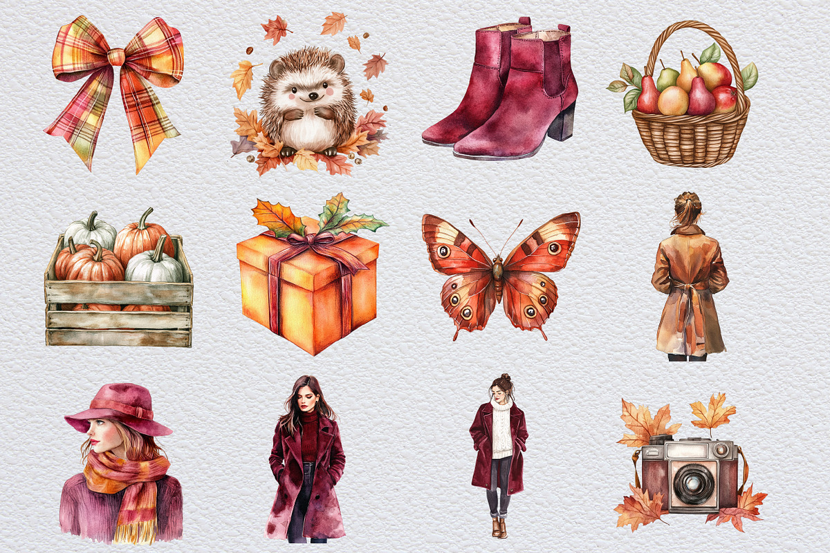 Burgundy Autumn Clipart, an Illustration by Design Market (Photo 2 of 3)