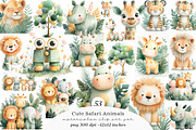 Cute Safari Animals Clipart, an Illustration by SinaCreation (Thumbnail 1 of 11)