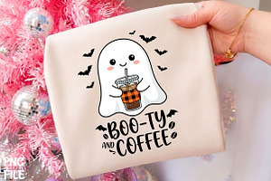 Booty And Coffee Halloween Ghost PNG